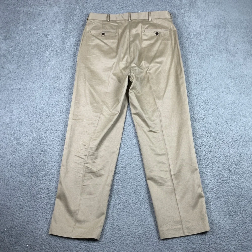 VTG Polo Ralph Lauren Double Pleated Chino Pants Mens 36R (Fits 34x31) Tan Khaki - Picture 2 of 9